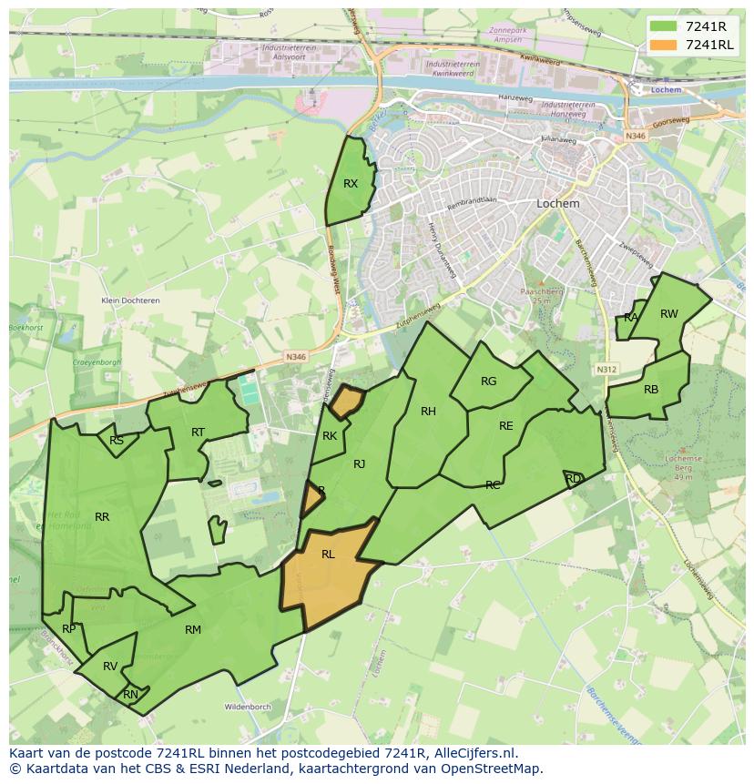 Afbeelding van het postcodegebied 7241 RL op de kaart.