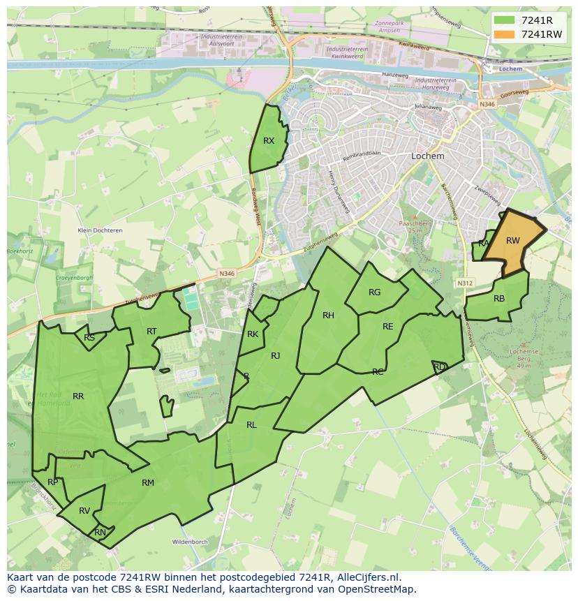 Afbeelding van het postcodegebied 7241 RW op de kaart.