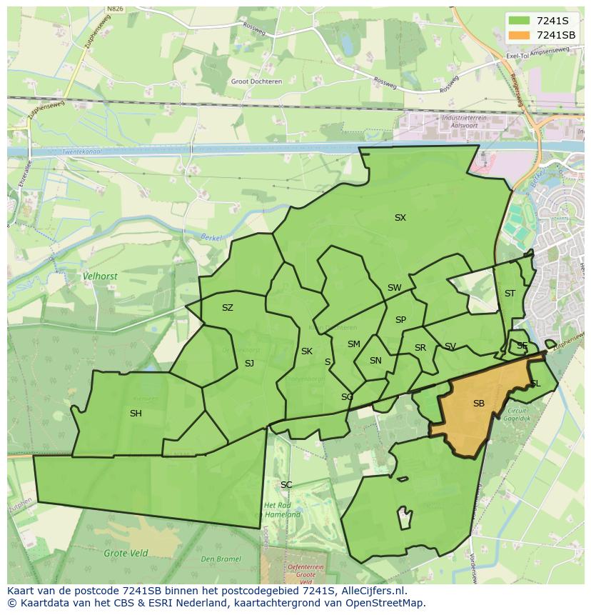 Afbeelding van het postcodegebied 7241 SB op de kaart.