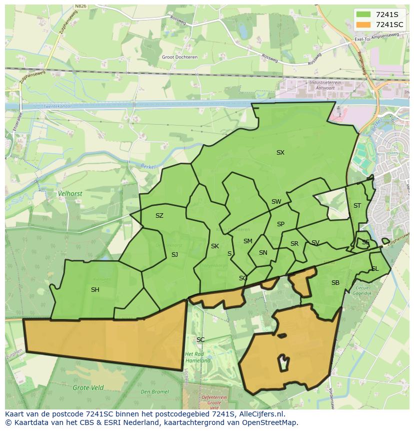 Afbeelding van het postcodegebied 7241 SC op de kaart.