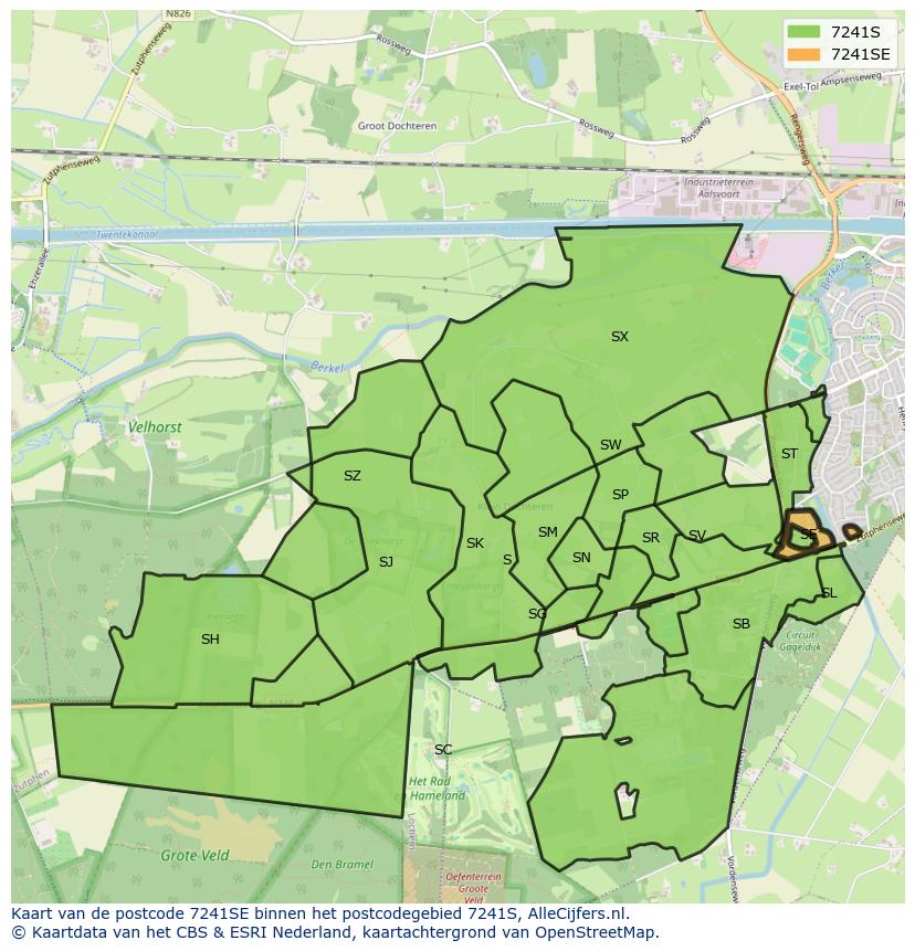 Afbeelding van het postcodegebied 7241 SE op de kaart.