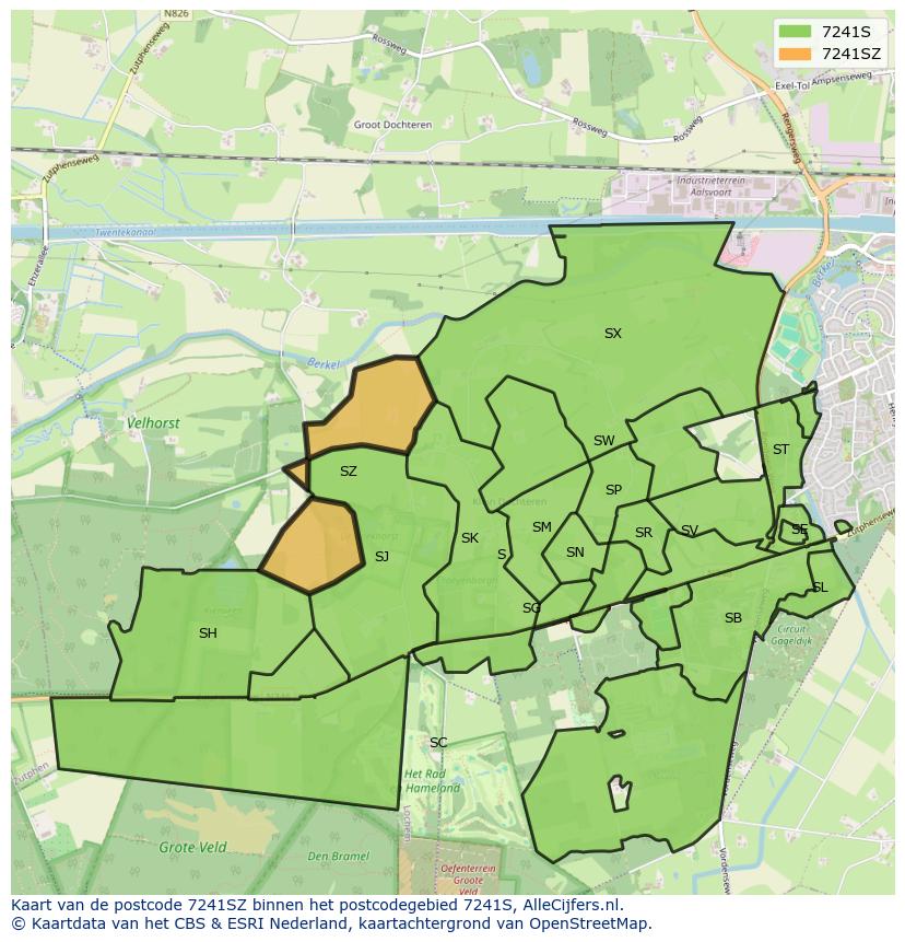 Afbeelding van het postcodegebied 7241 SZ op de kaart.