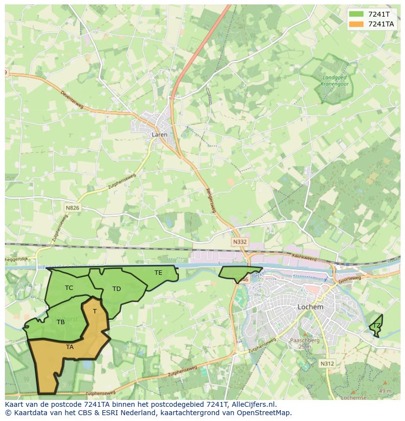 Afbeelding van het postcodegebied 7241 TA op de kaart.