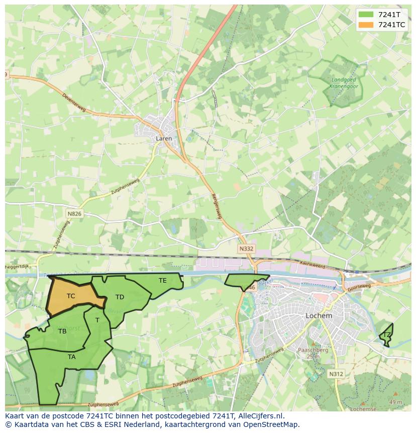Afbeelding van het postcodegebied 7241 TC op de kaart.