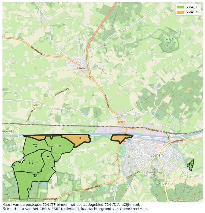 Afbeelding van het postcodegebied 7241 TE op de kaart.