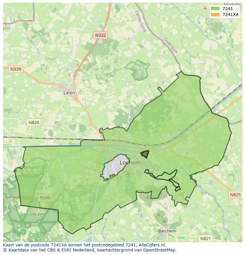 Afbeelding van het postcodegebied 7241 XA op de kaart.