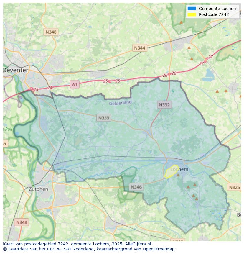Afbeelding van het postcodegebied 7242 op de kaart.