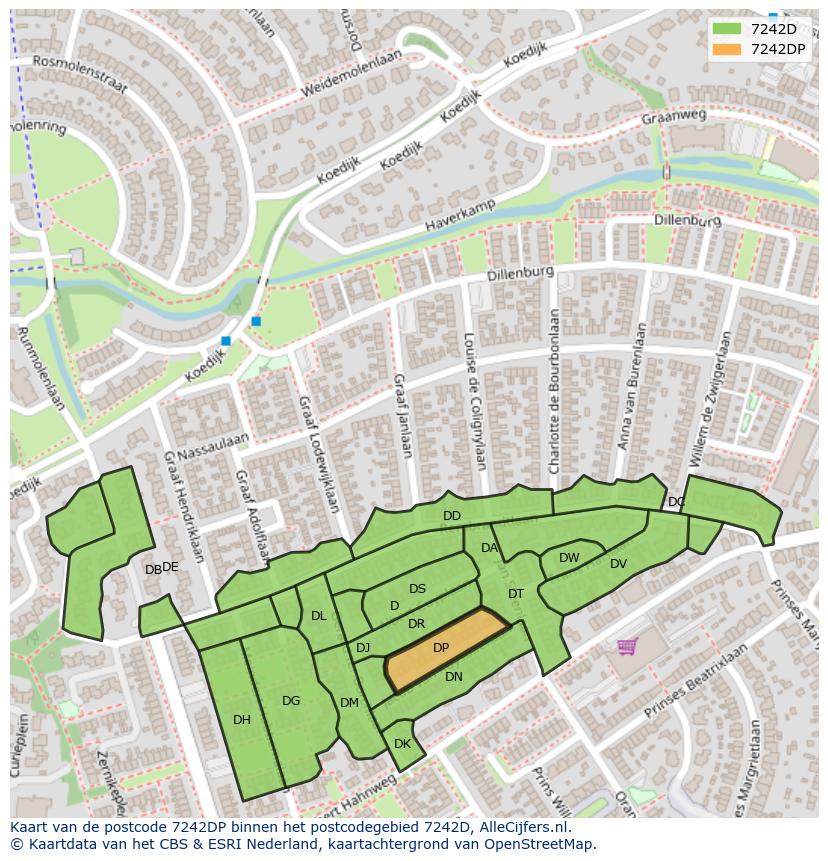 Afbeelding van het postcodegebied 7242 DP op de kaart.