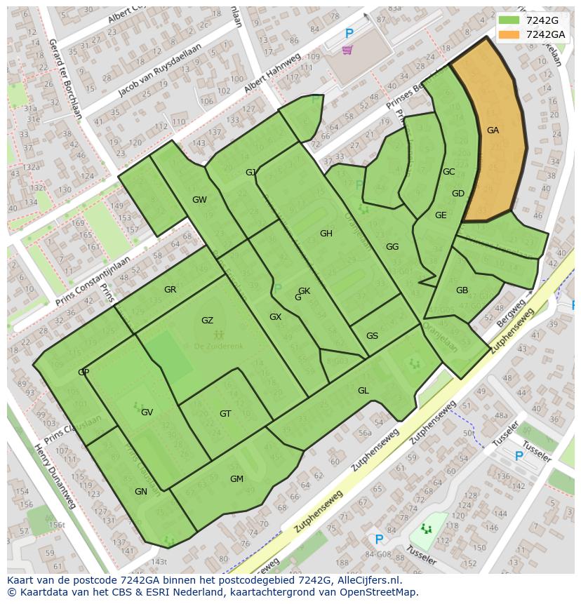 Afbeelding van het postcodegebied 7242 GA op de kaart.