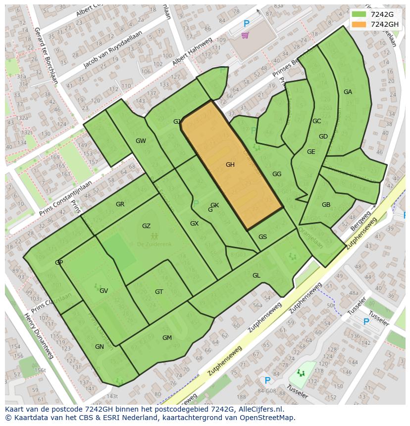 Afbeelding van het postcodegebied 7242 GH op de kaart.