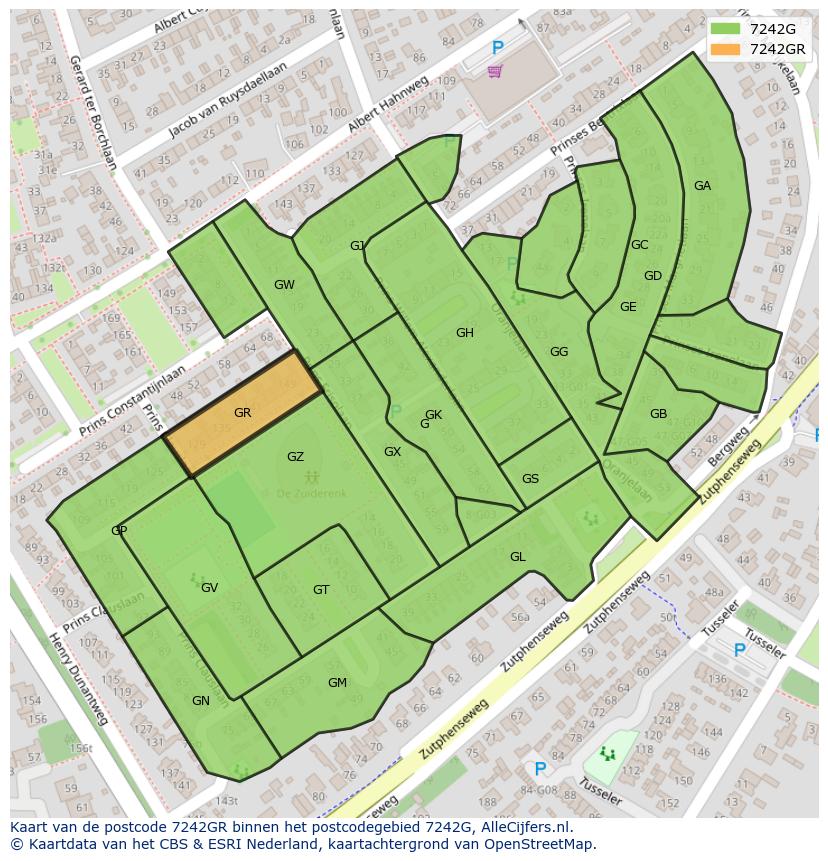 Afbeelding van het postcodegebied 7242 GR op de kaart.