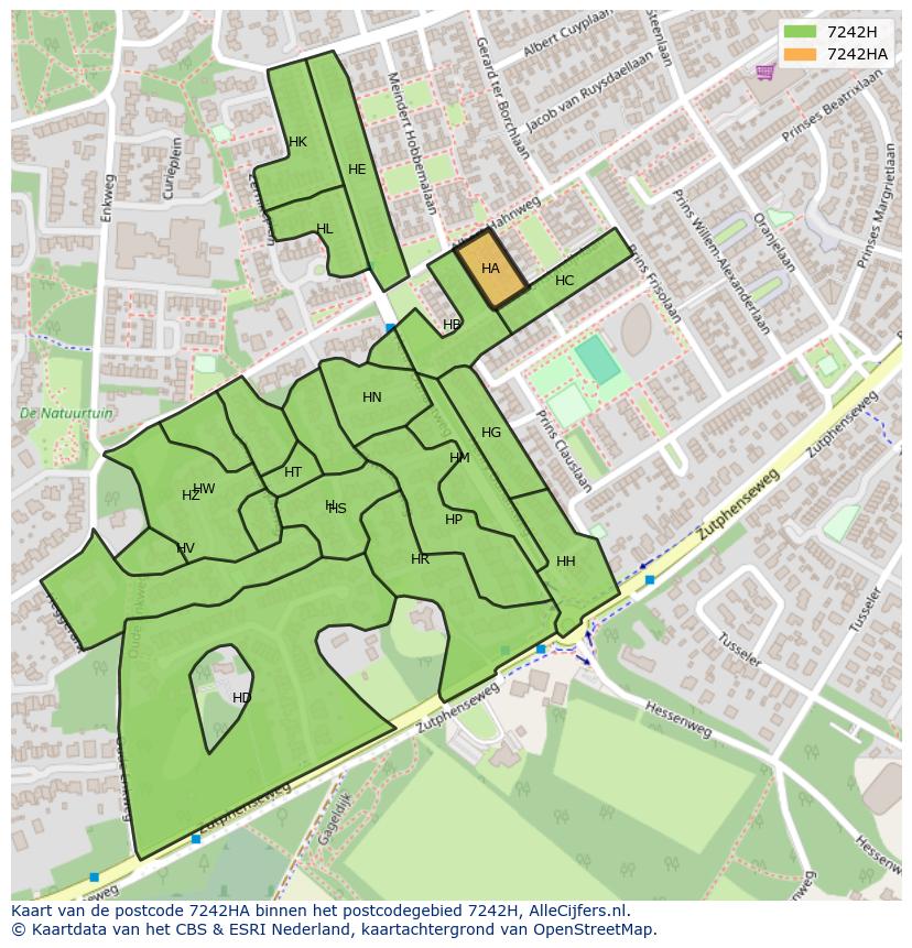 Afbeelding van het postcodegebied 7242 HA op de kaart.