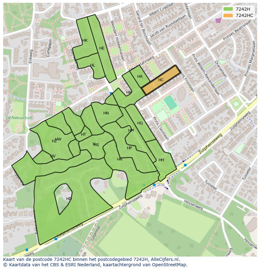 Afbeelding van het postcodegebied 7242 HC op de kaart.