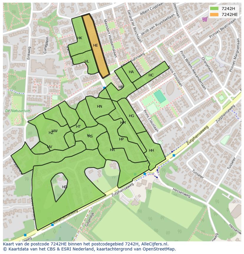 Afbeelding van het postcodegebied 7242 HE op de kaart.