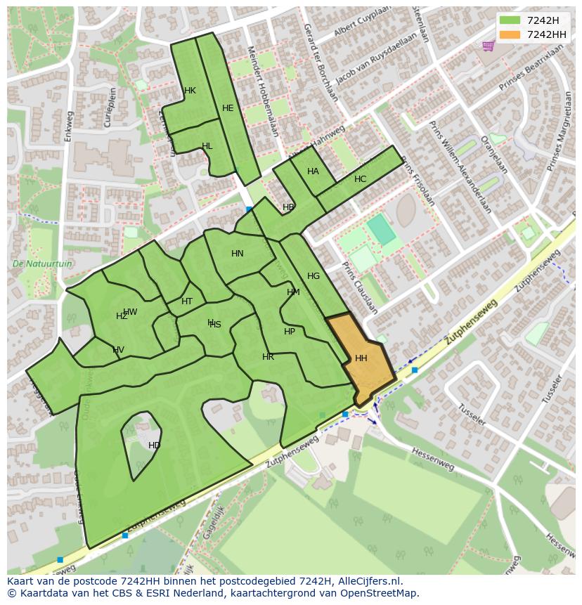 Afbeelding van het postcodegebied 7242 HH op de kaart.