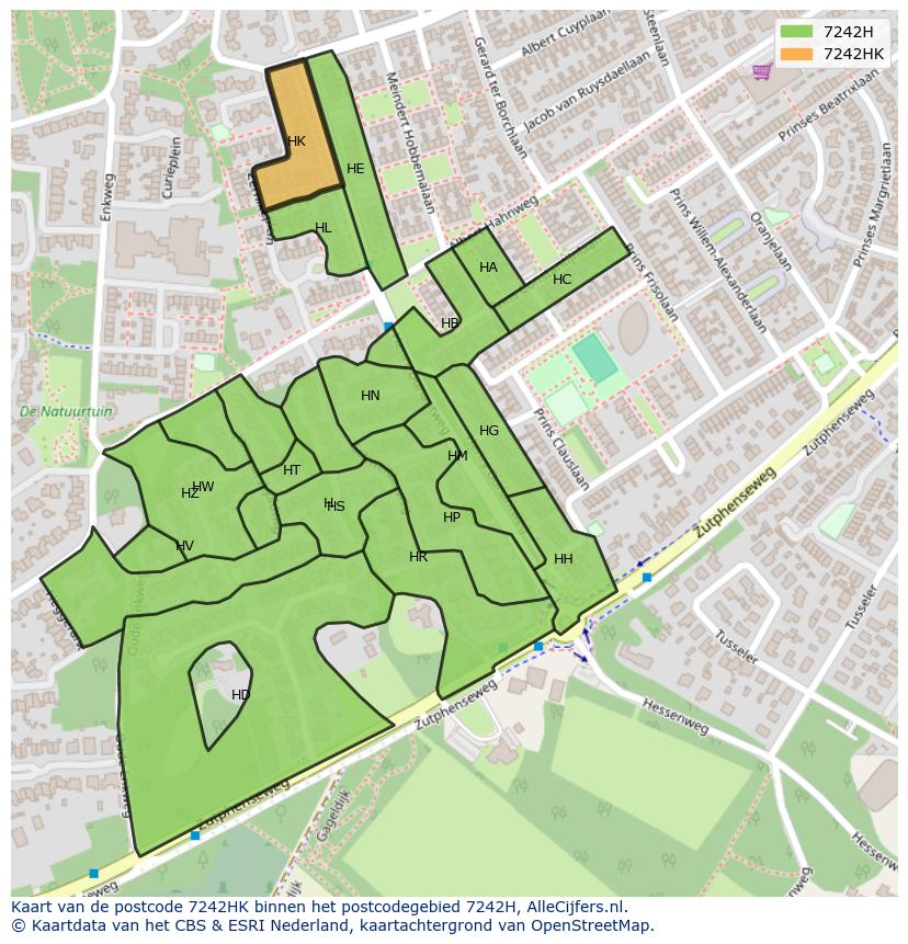 Afbeelding van het postcodegebied 7242 HK op de kaart.