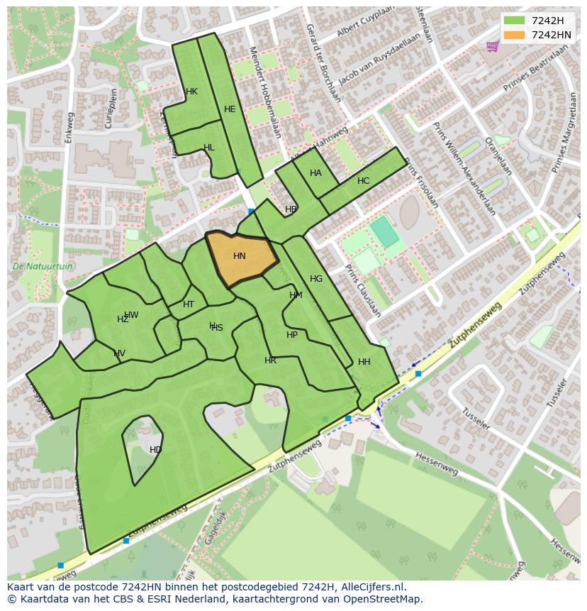 Afbeelding van het postcodegebied 7242 HN op de kaart.