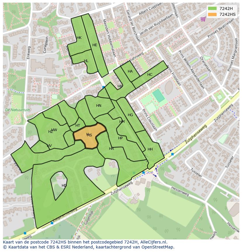 Afbeelding van het postcodegebied 7242 HS op de kaart.