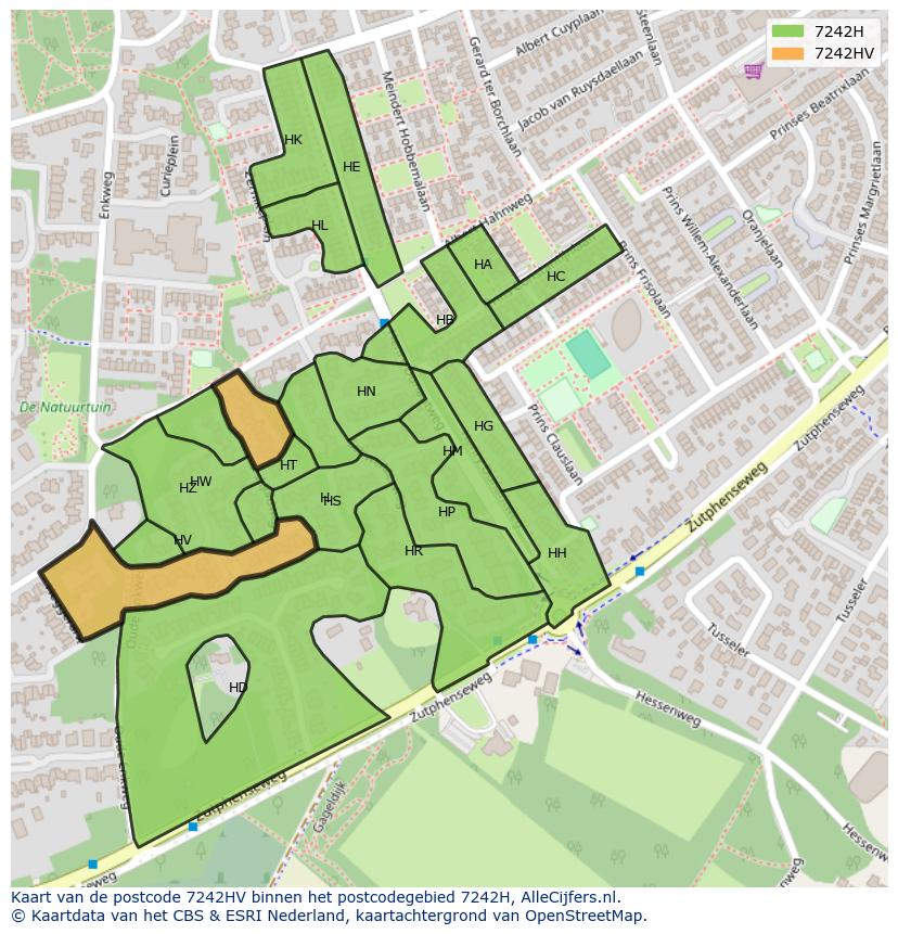 Afbeelding van het postcodegebied 7242 HV op de kaart.