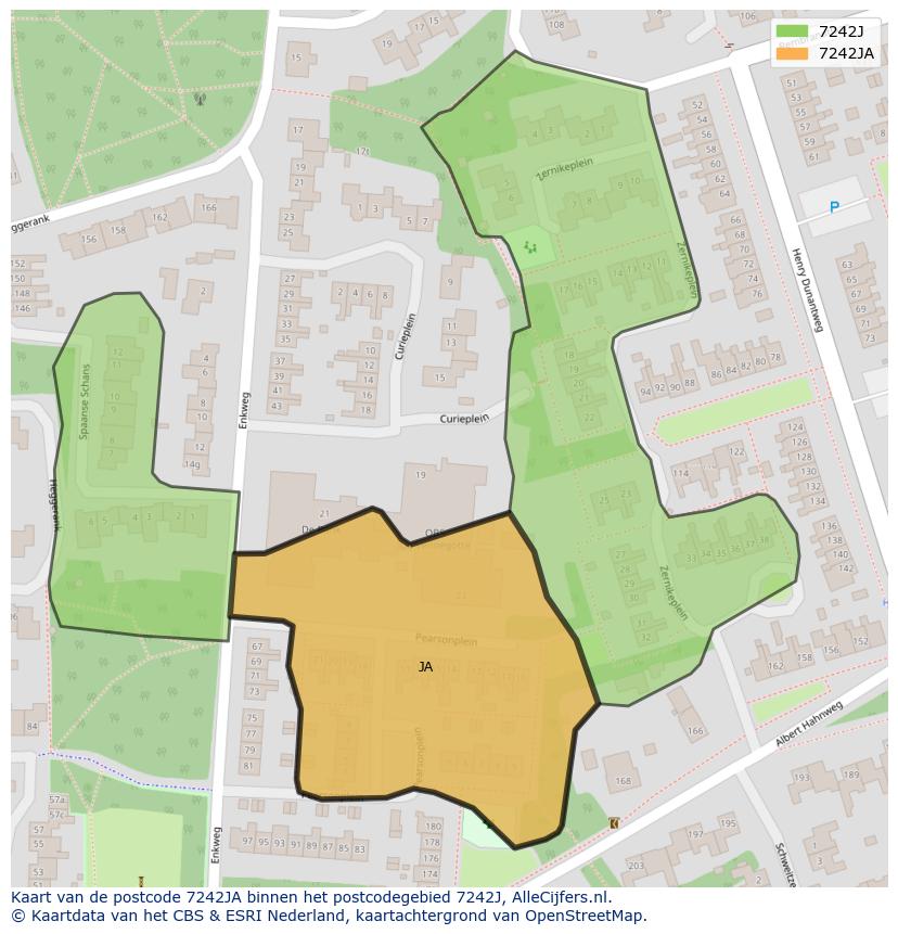 Afbeelding van het postcodegebied 7242 JA op de kaart.