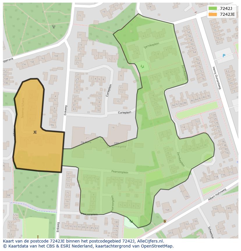Afbeelding van het postcodegebied 7242 JE op de kaart.