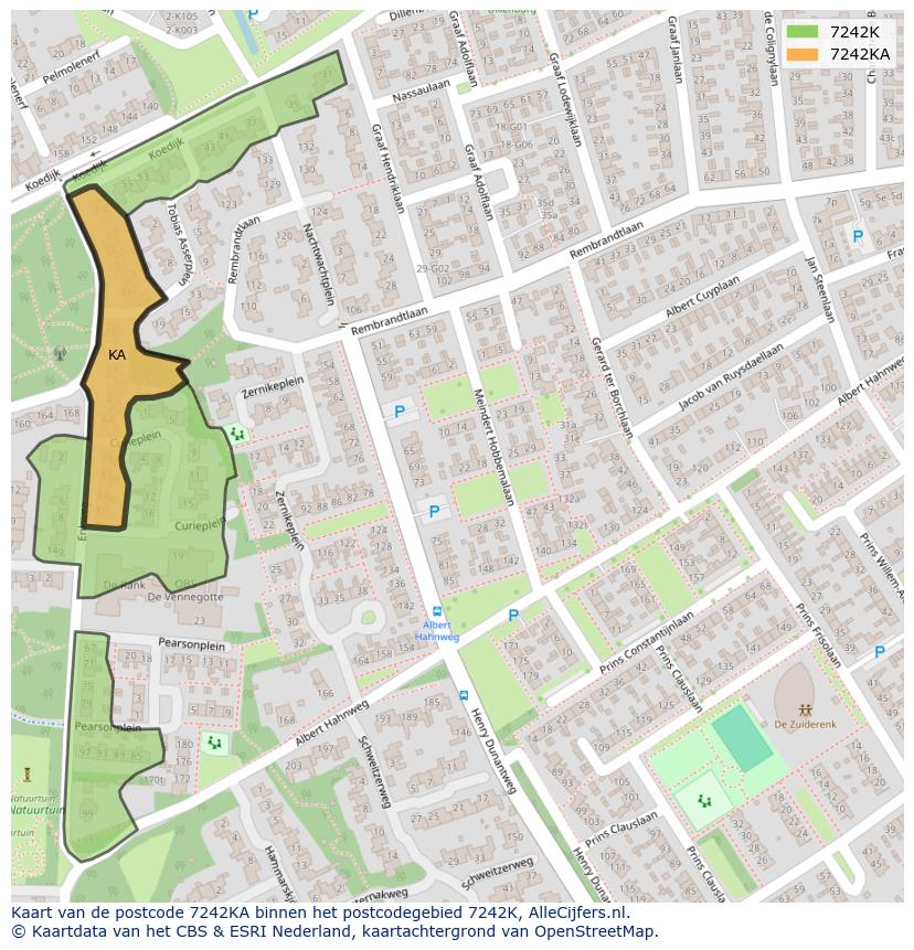 Afbeelding van het postcodegebied 7242 KA op de kaart.