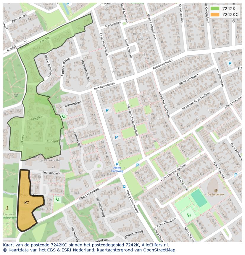 Afbeelding van het postcodegebied 7242 KC op de kaart.