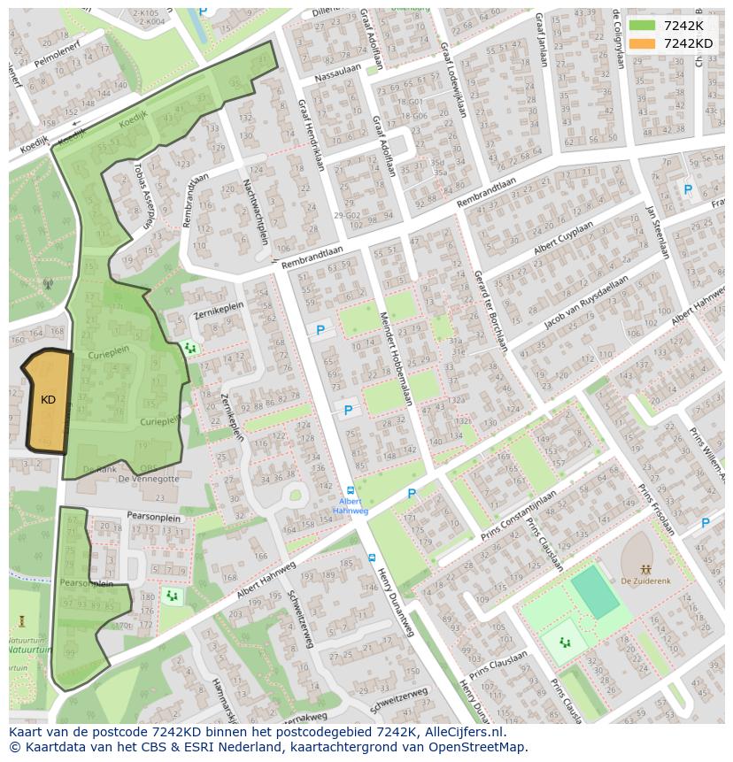 Afbeelding van het postcodegebied 7242 KD op de kaart.