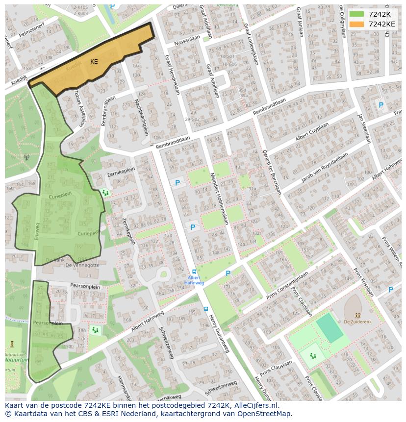 Afbeelding van het postcodegebied 7242 KE op de kaart.