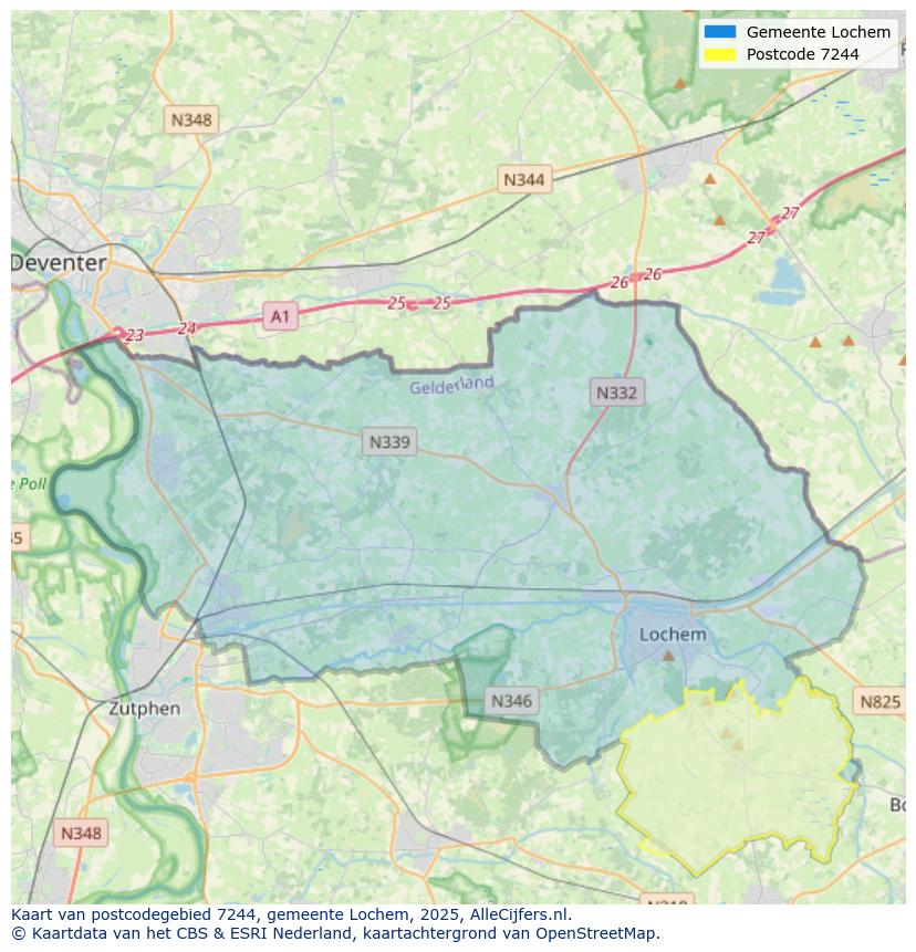Afbeelding van het postcodegebied 7244 op de kaart.