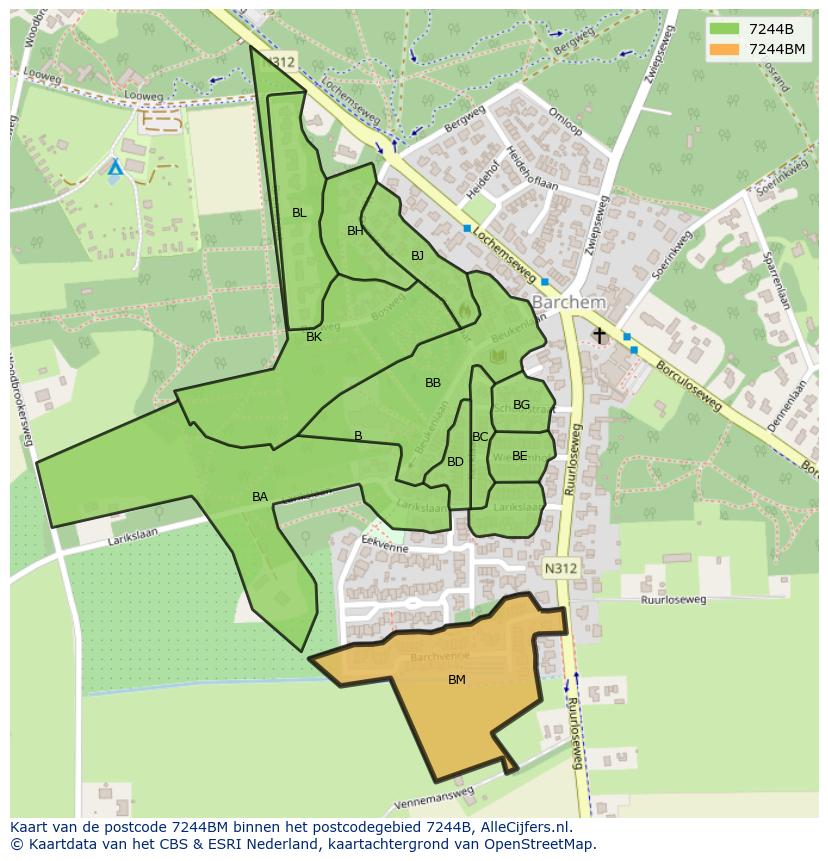 Afbeelding van het postcodegebied 7244 BM op de kaart.
