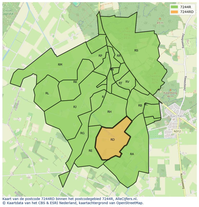 Afbeelding van het postcodegebied 7244 RD op de kaart.