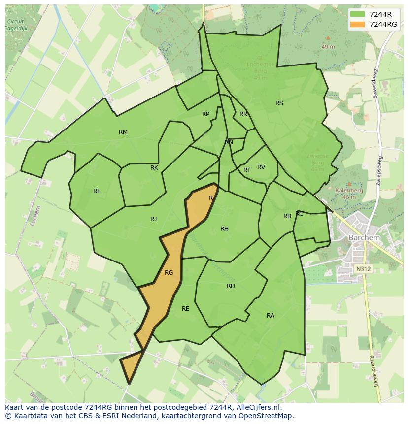Afbeelding van het postcodegebied 7244 RG op de kaart.