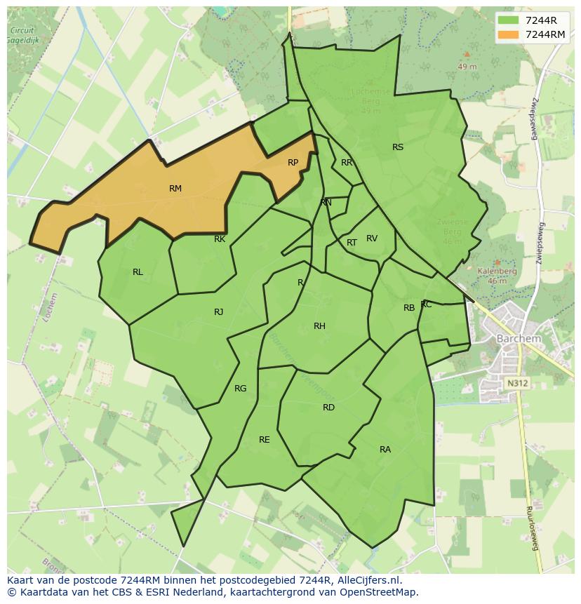 Afbeelding van het postcodegebied 7244 RM op de kaart.