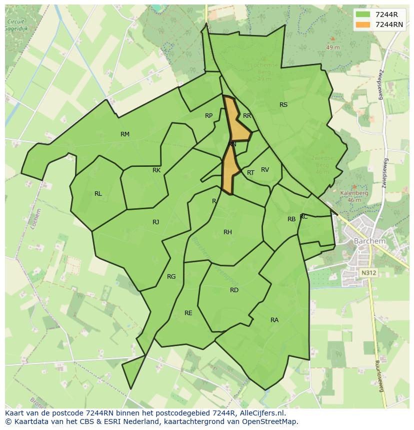 Afbeelding van het postcodegebied 7244 RN op de kaart.