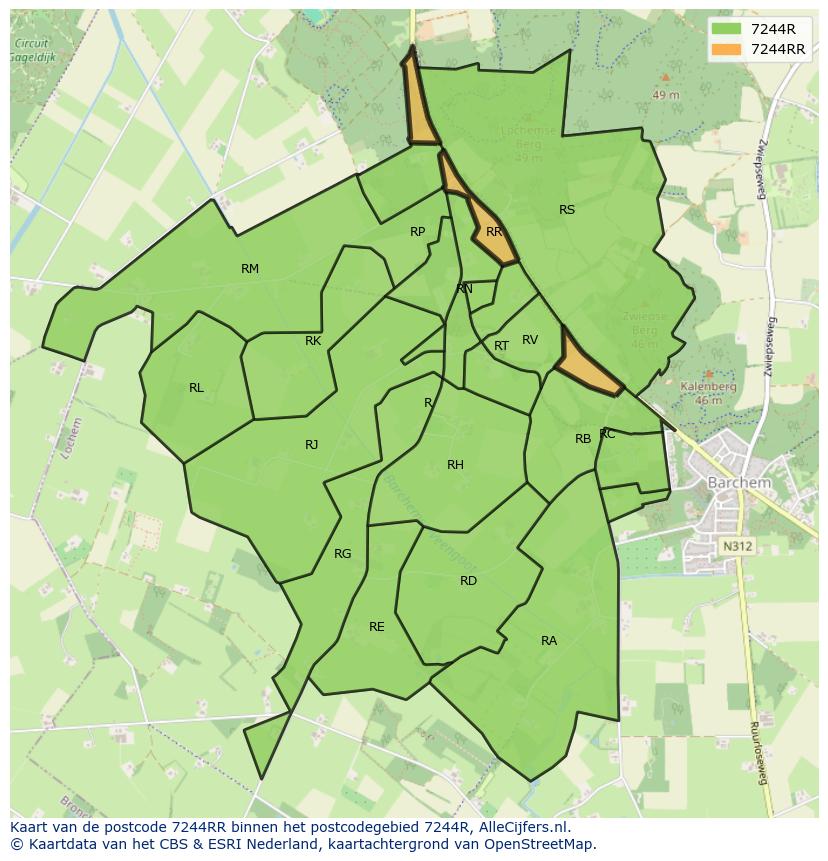 Afbeelding van het postcodegebied 7244 RR op de kaart.