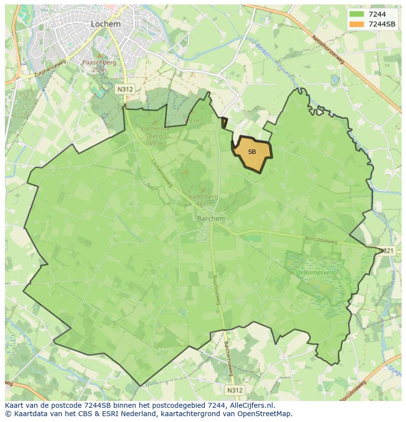 Afbeelding van het postcodegebied 7244 SB op de kaart.