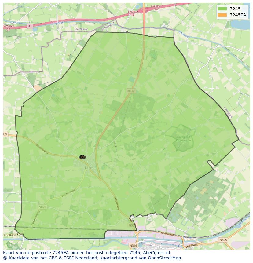 Afbeelding van het postcodegebied 7245 EA op de kaart.