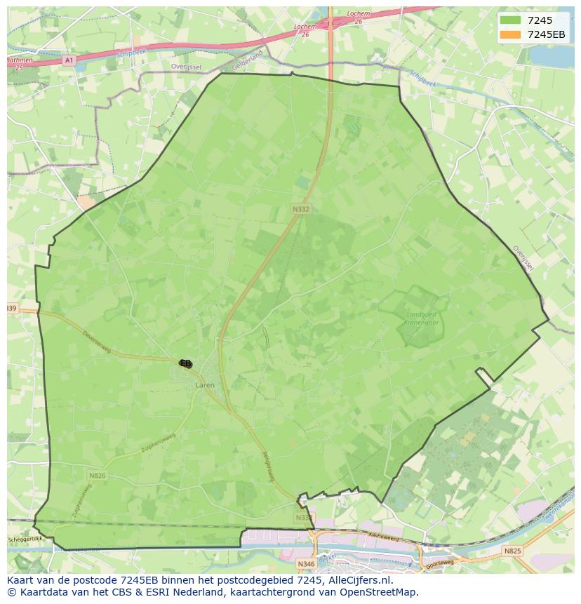Afbeelding van het postcodegebied 7245 EB op de kaart.