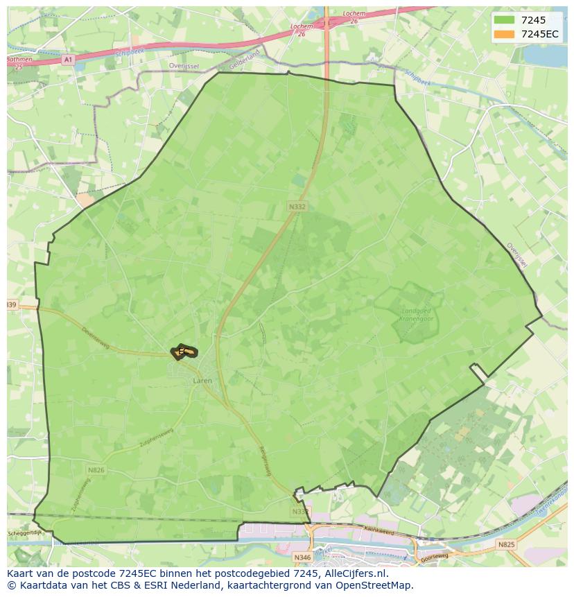 Afbeelding van het postcodegebied 7245 EC op de kaart.