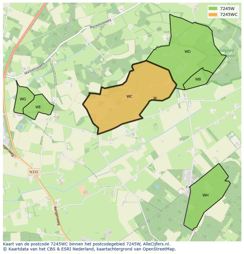 Afbeelding van het postcodegebied 7245 WC op de kaart.