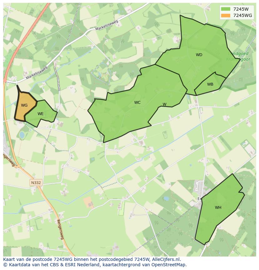 Afbeelding van het postcodegebied 7245 WG op de kaart.