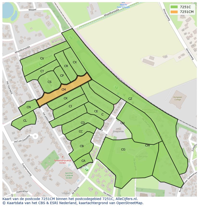 Afbeelding van het postcodegebied 7251 CM op de kaart.