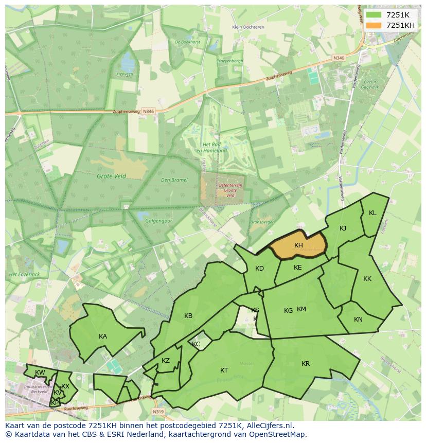 Afbeelding van het postcodegebied 7251 KH op de kaart.