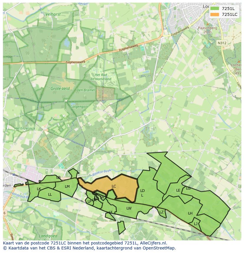 Afbeelding van het postcodegebied 7251 LC op de kaart.