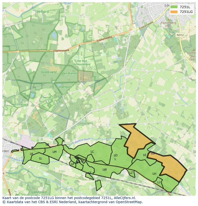 Afbeelding van het postcodegebied 7251 LG op de kaart.