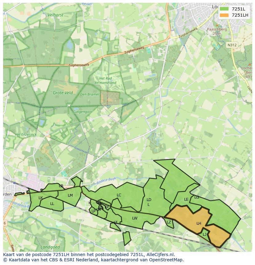 Afbeelding van het postcodegebied 7251 LH op de kaart.
