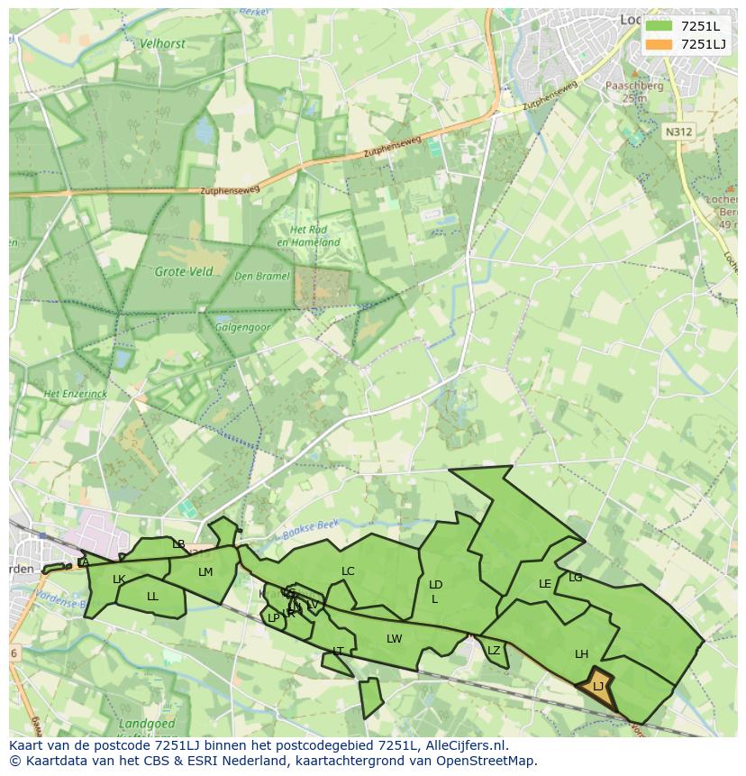 Afbeelding van het postcodegebied 7251 LJ op de kaart.