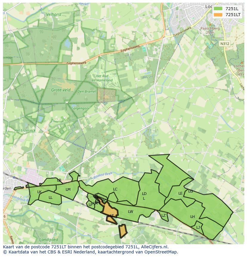 Afbeelding van het postcodegebied 7251 LT op de kaart.