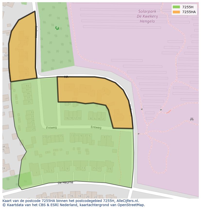 Afbeelding van het postcodegebied 7255 HA op de kaart.